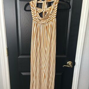 American Eagle Outfitters Striped Jumpsuit in Mustard and White